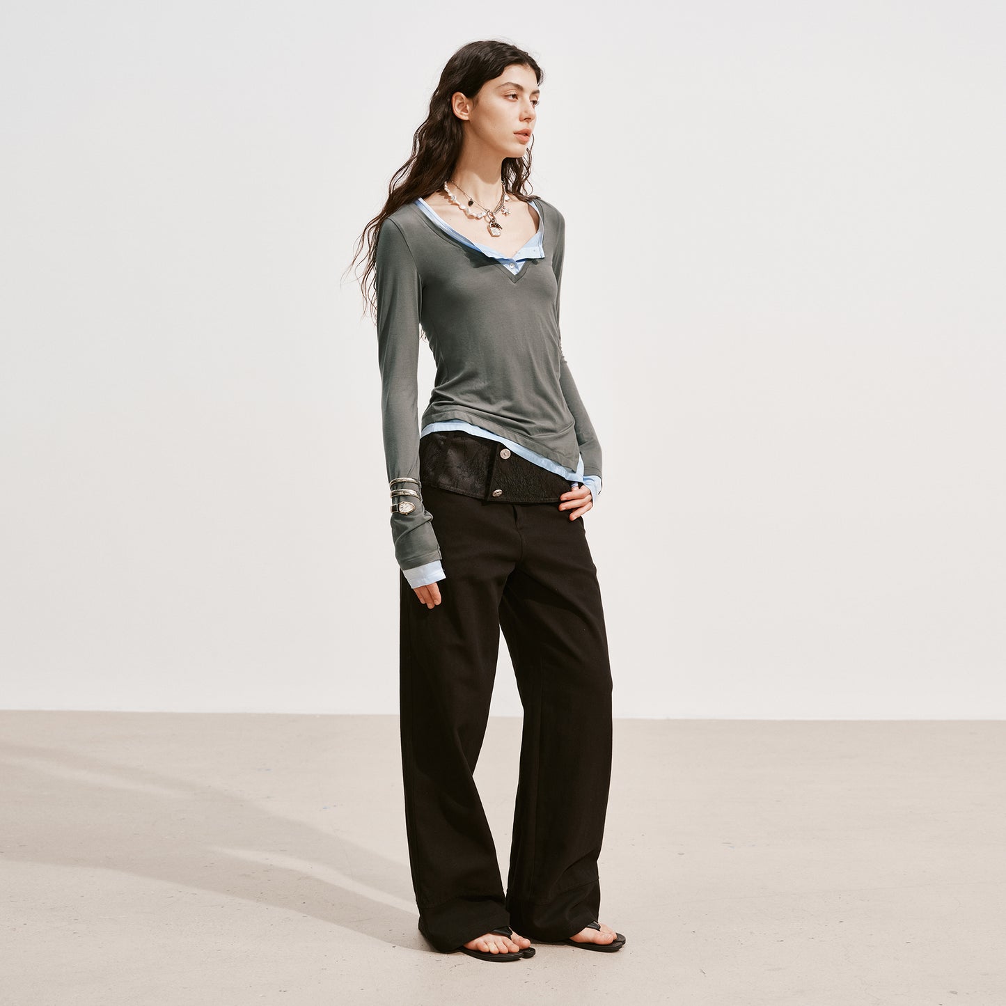 Medium Well Contrast Mulberry Silk Top