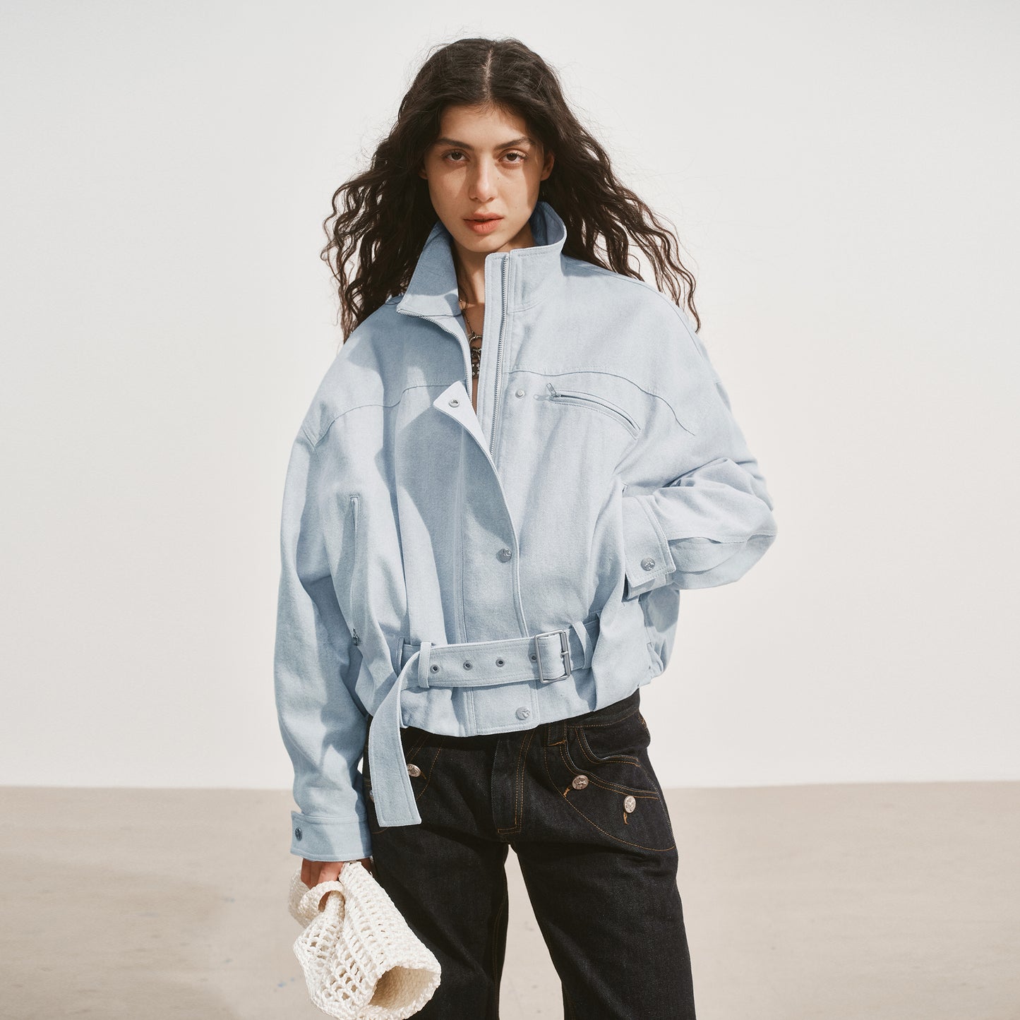 Medium Well Cotton Jacket with Waistband