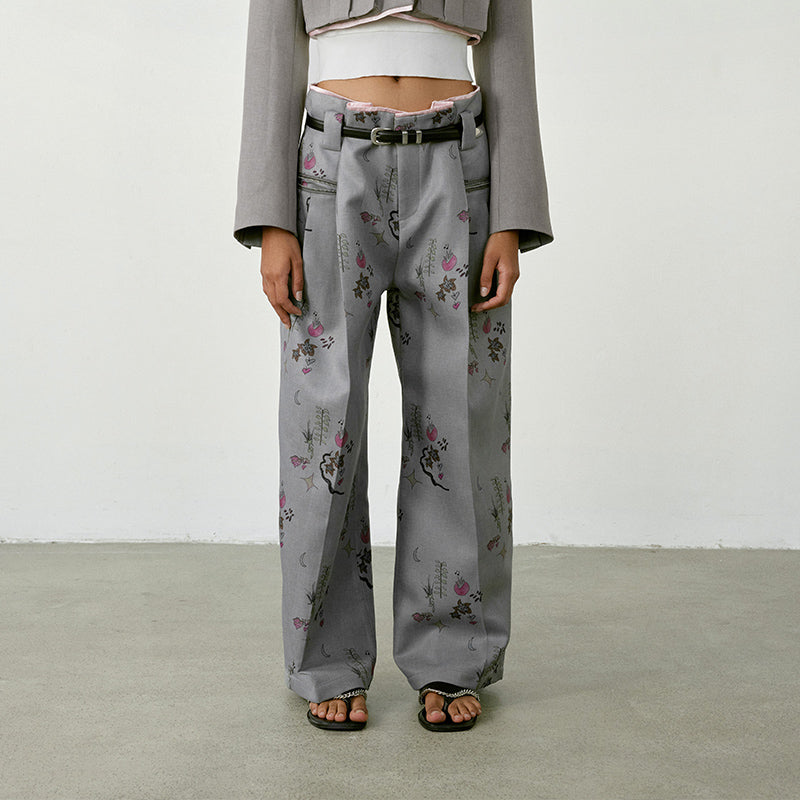 Medium Well hand-decorated Floral Trousers